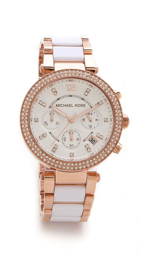 michael michael kors white ceramic and rose gold watch 39mm|Michael Kors glitz watch.